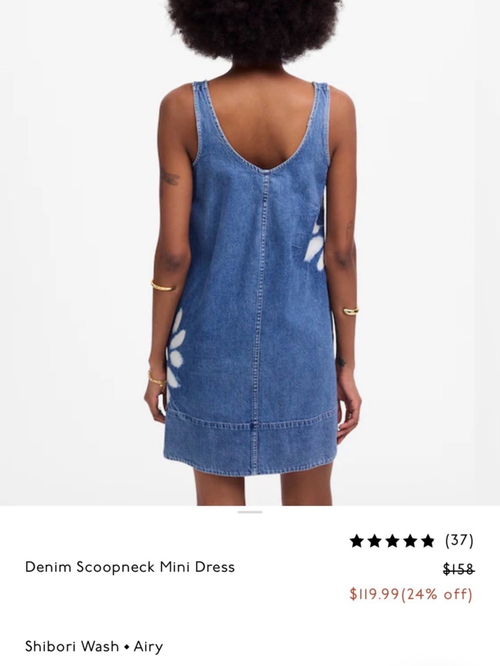Madewell Denim Scoop Mini Dress Shibori Wash Airy - Picture 8 of 13